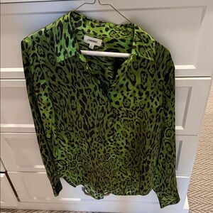 L’AGENCE Green Leopard Print Women's Top